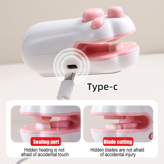 Мини запайщик пакетов в виде кошачьей лапки с резаком, перезаряжаемый от USB, портативный, для вакуумной запайки пакетов для закусок и продуктов, термозапайщик, открывалка, кухонный гаджет