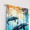 2pc Dolphin print curtains, polyester fabric, machine washable, suitable for bedroom and living room decoration