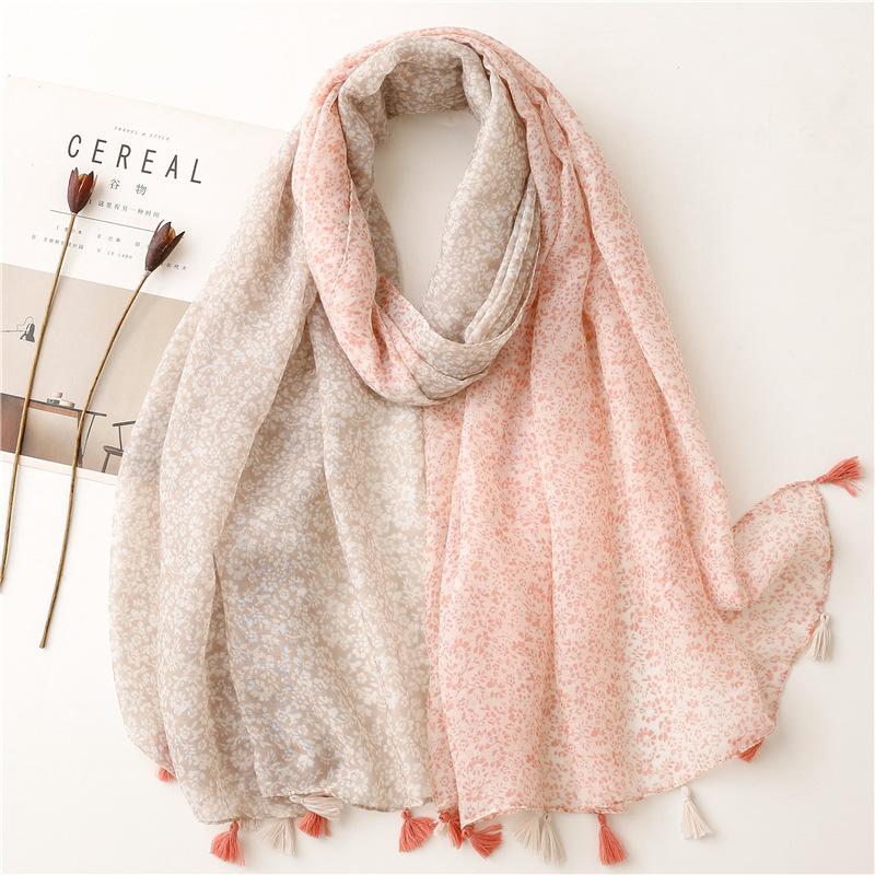 Маленький свежий китайский стиль ретро синий и белый фарфоровый хлопковый лен шарф на ощупь Балийский шелковый шарф с синей тушью Цветочная женщина