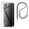 Coque et tour de cou pour Xiaomi REDMI 12 4G - TPU Souple Transparent Cordon Noir réglable Phonillico®