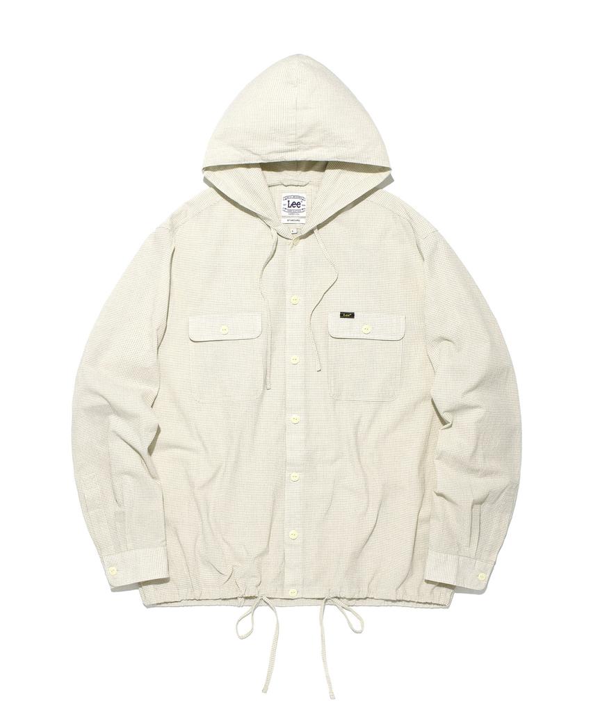 LEE Hooded Check Shirt In Ivory
