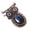 Labradorite, Evil Eye Gemstone Copper Wire Wrap Jewelry Pendant 2.44"