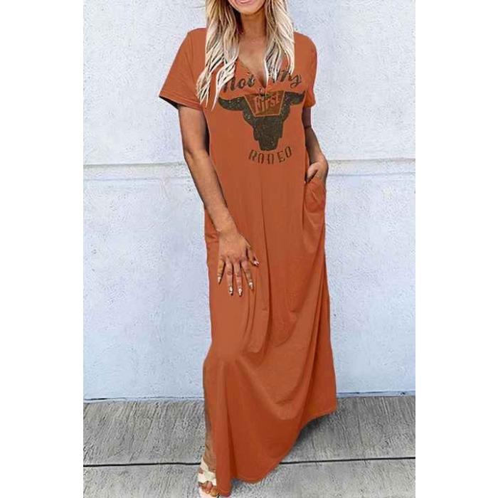 Европейские и американские новые модели, удобная повседневная женская одежда, платье с коротким рукавом, круглым вырезом, ретро-принтом с бычьей головой и буквами