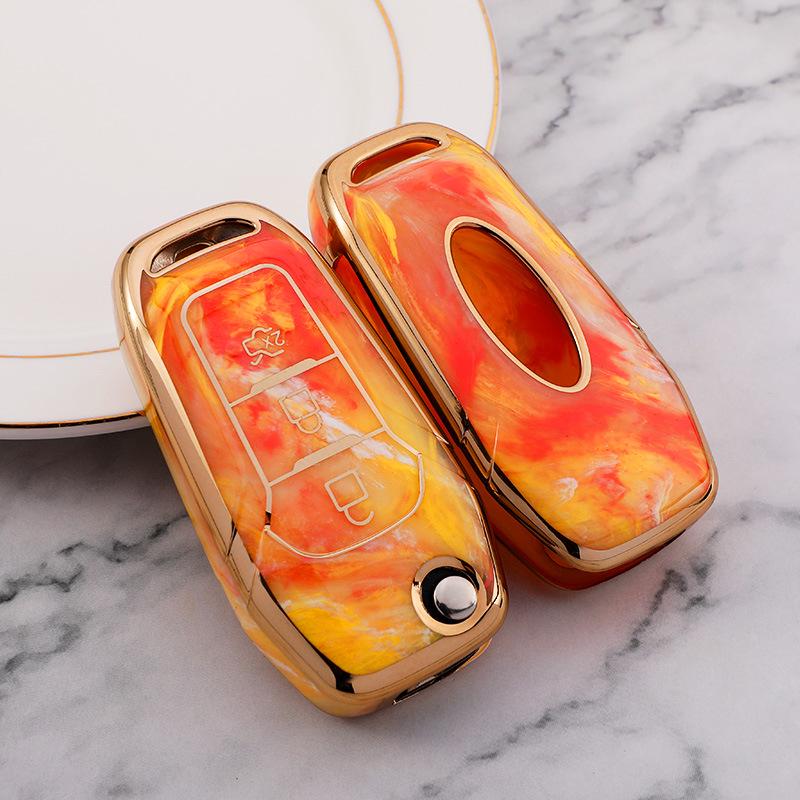 Guochao Ford Car Key Case for Focus, Escort, Mondeo, Edge, Ecosport - TPU Full Protection