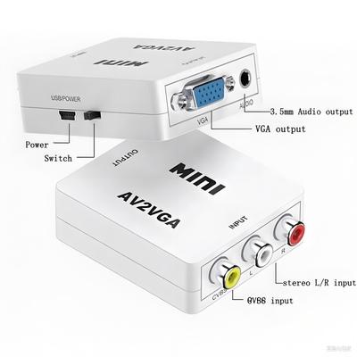 HD RCA CVBS AV to VGA Video Converter Conversor Mini AV2VGA Адаптер видеоконвертера с аудио 3,5 мм для ПК HDTV