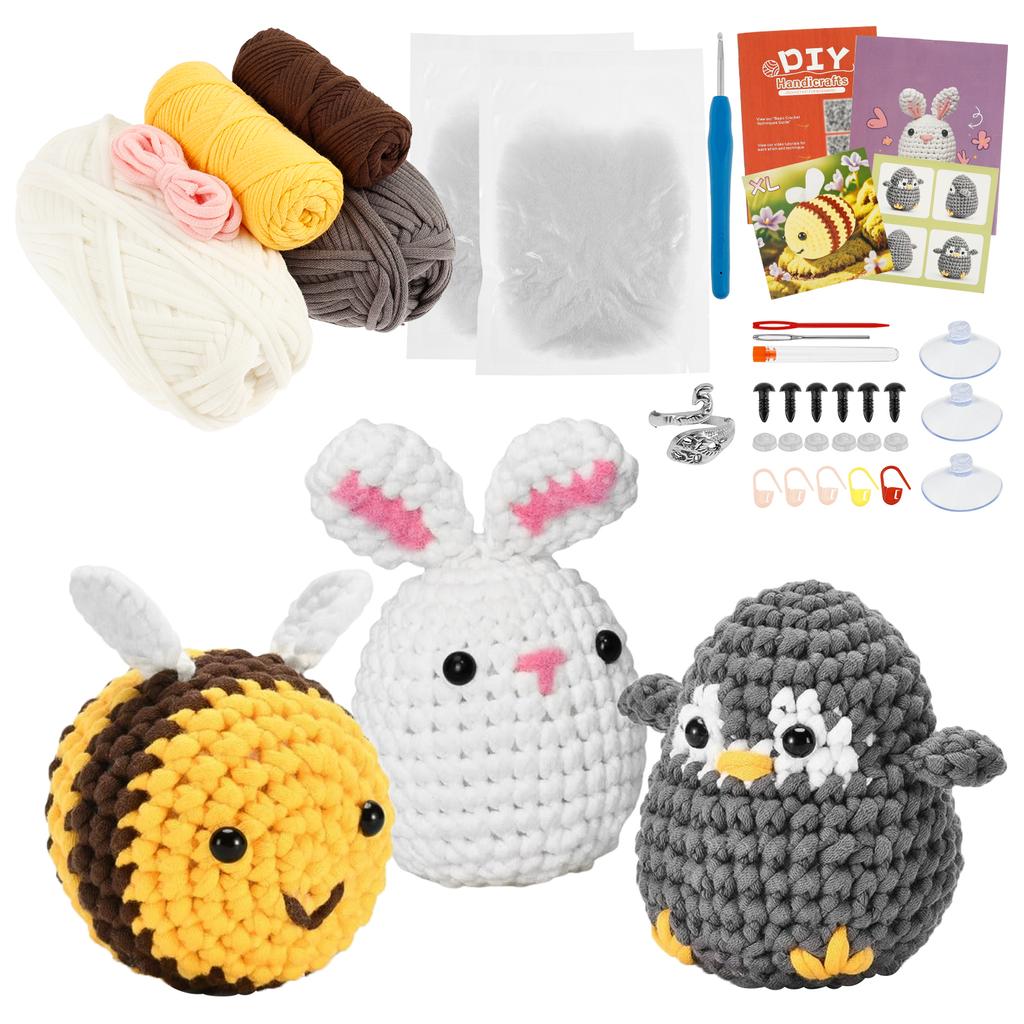Шерстяная пряжа Милый животный набор для вязания крючком Рождественский подарок Веселое DIY рукоделие Набор для вязания крючком для начинающих Набор для вязания крючком Любителям рукоделия Инструменты для вязания