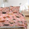 3pcs Cute Animals Bedding Set, Suitable for Bedroom Decoration, (Includes 1 Duvet Cover And 2 Pillowcases, Quilt Not Included) yy250822153