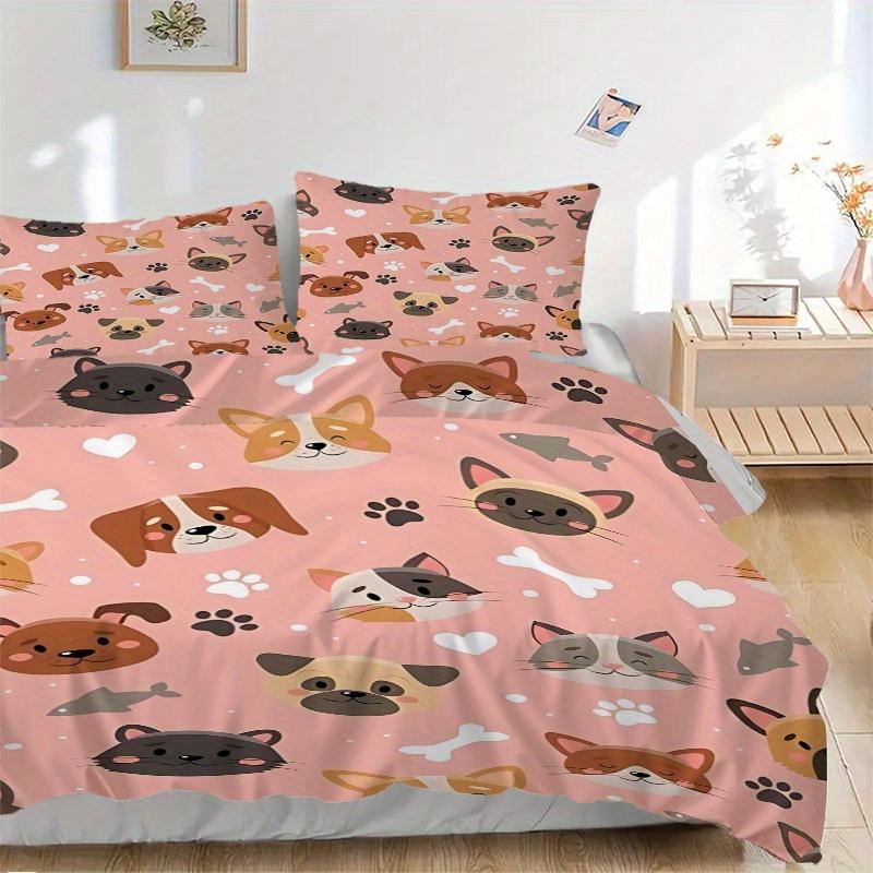 3pcs Cute Animals Bedding Set, Suitable for Bedroom Decoration, (Includes 1 Duvet Cover And 2 Pillowcases, Quilt Not Included) yy250822153