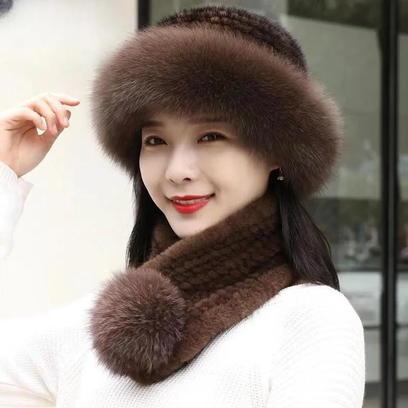 WTEMPO Мягкий толстый теплый шарф и шапка из меха фуакса, женский однотонный большой шарф + шапка, ветрозащитные и морозостойкие аксессуары для улицы