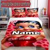 3pcs Duvet Cover Set (1*Duvet Cover + 2*Pillowcase, Without Core), Custom Name Betty Boop Pattern Bedding Set, Home Bedroom Decor Gift