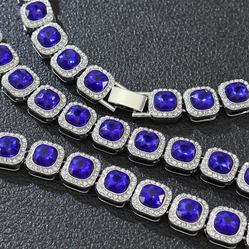 Hip-Hop Street Dance Hoodie with Luxe Sapphire Cuban Chain Choker