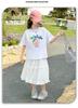 Girls' summer dress, summer new style, stylish big girl's summer short sleeved skirt set, skirt