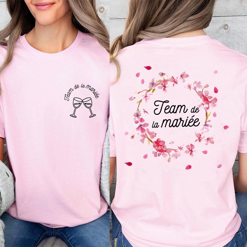 French Girls Bachelorette Party Evjf Tops Women Single Farewell Shirt Future Bride Short Sleeve Tees Team Bride T-shirt D11-2