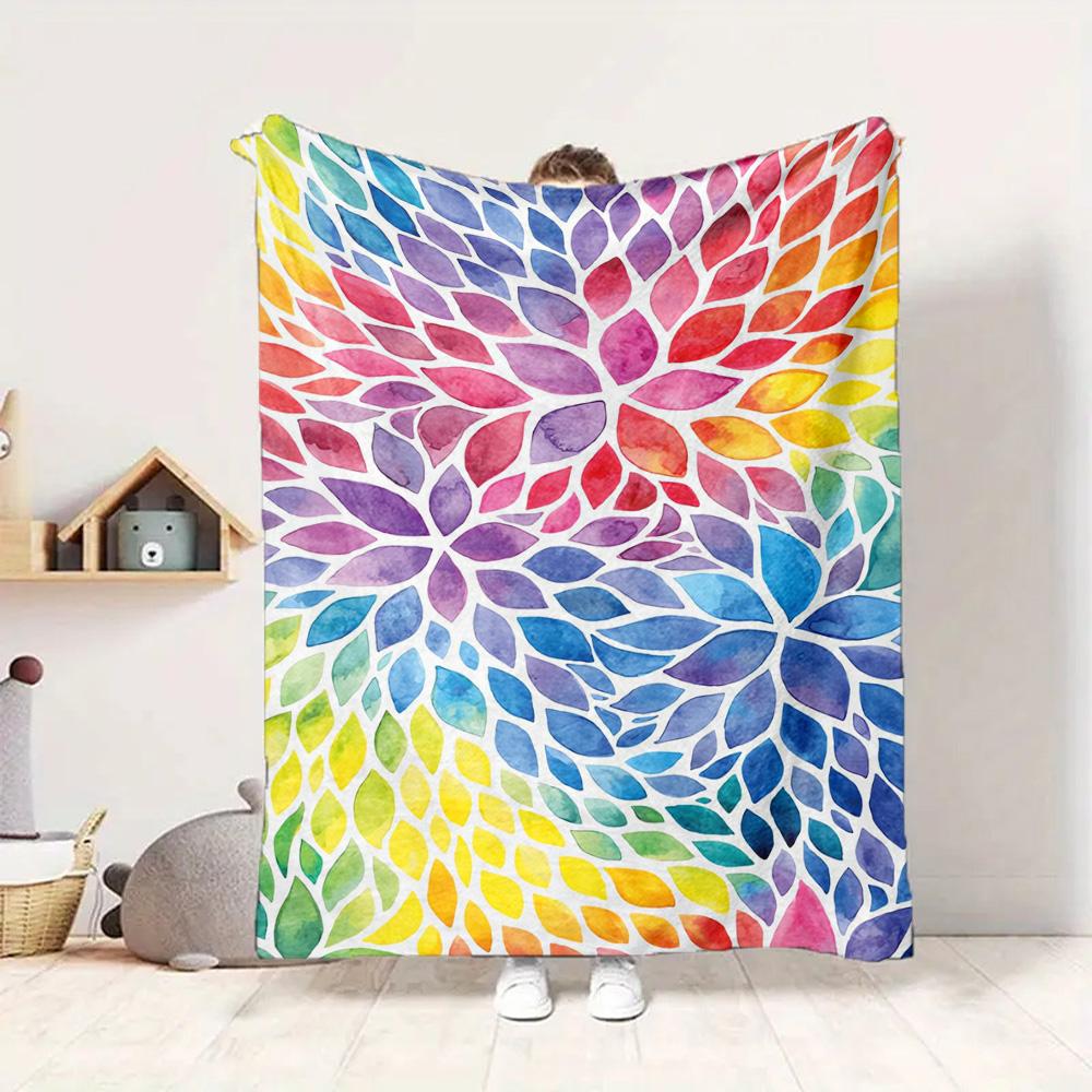 Rainbow Flowers Flannel Blanket Throw Blanket Soft Warm Sofa Bed Camping Car home Decor Unique Christmas Gift C9301781