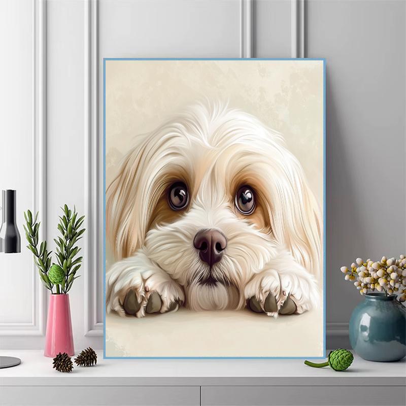 White Shih Tzu Pattern 3pcs 100% Round Full Drill 5D DIY Diamond Painting Embroidery Cross Stitch Rhinestone Décor