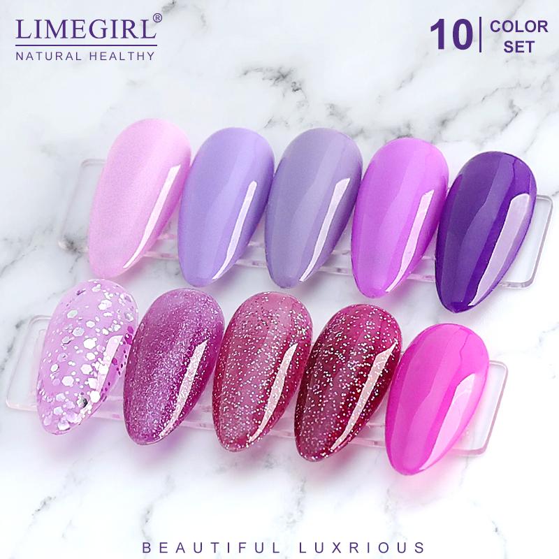 limegirl 10 шт./компл. гель-лак для ногтей популярные цвета полуперманентный замачиваемый УФ-светодиодный гель-лак для дизайна ногтей