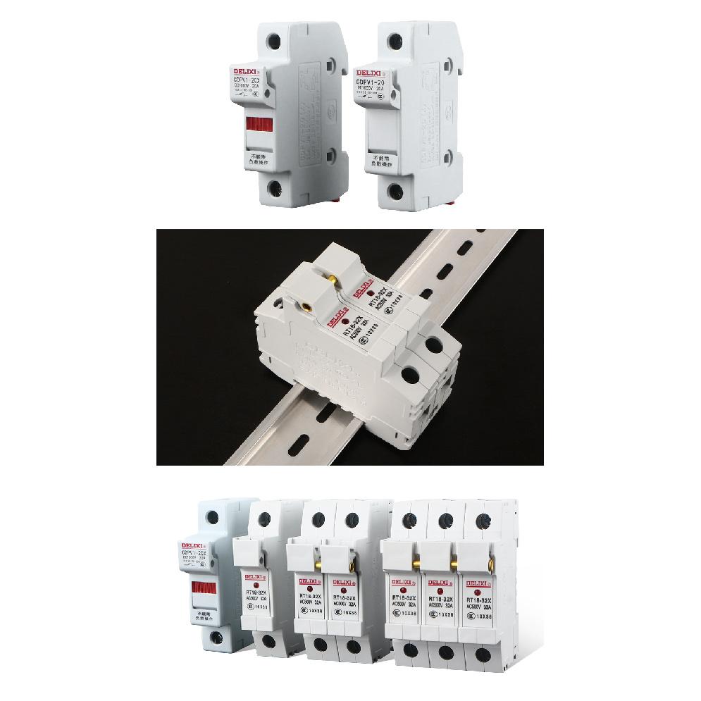 DELIXI 2P Electrical Fuse RT18-32X 500V AC for Motor Control,Transformer,Distribution Cabinet 10*38MM Resistor Fuse Holder Relays 5