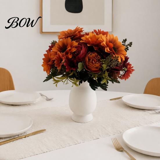 Decorative Faux Flowers for Living Room Sunflower Artificial Flowers, Realistic Fake Bouquet Wedding Home, Rustic Reusable Silk Floral