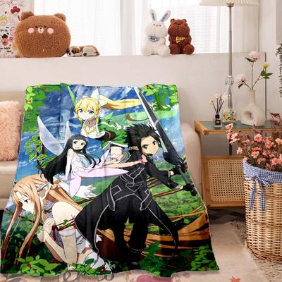 Новое фланелевое одеяло "Sword Art Online" 2026 года теплое, удобное и мягкое, подходит для использования в спальнях, кроватях, на диванах и
