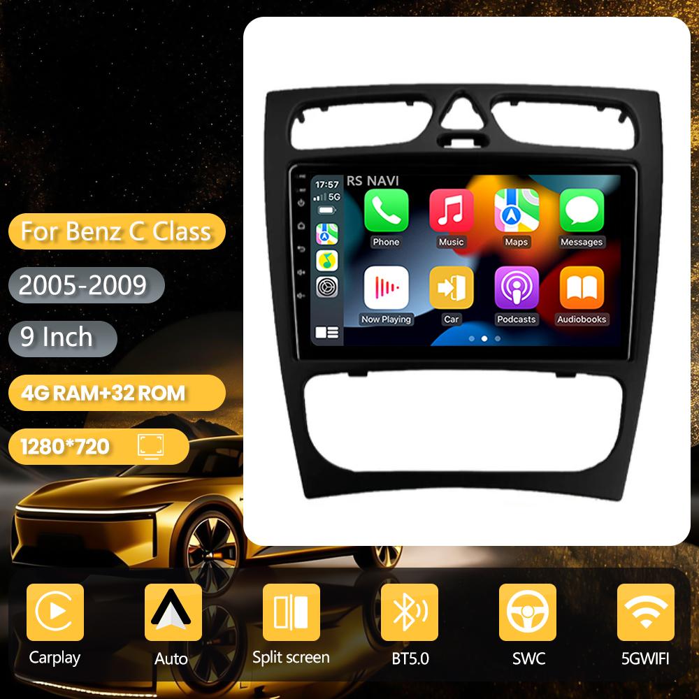 Autoradio Android 16 Carplay BT pour Benz W203 W209 C180 C200 C220 2004 - 2011 Navigation GPS Lecteur multimédia Expédition sous 24 heures