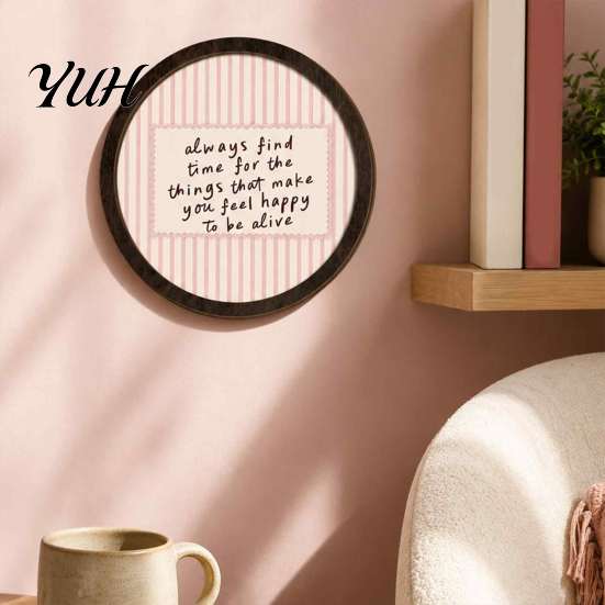 Vintage Style Room Accents Retro Wooden Striped Wall Decoration with Funny Slogan, Rustic Hanging Ornament, Slogan Signs for Home Round Mounted