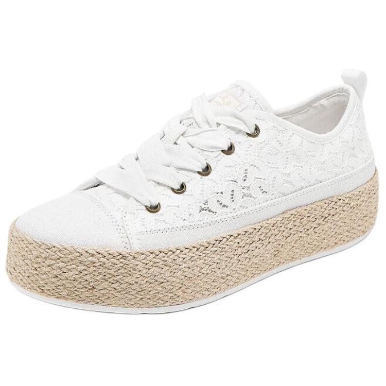 Skechers Кеды Bobs Sesame Удобные Универсальные Прочные Низкие Канвасовые Женские Сникеры Белые 114008-OFWT