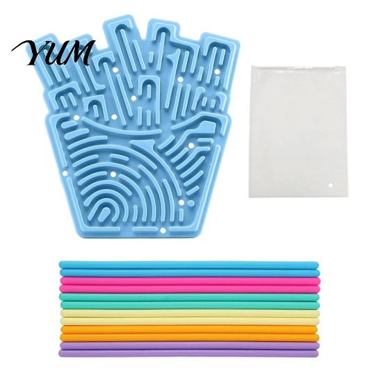 Sensory Board with Strings Silicone Activity Board, Christmas Tree Rainbow Ice Stick French Fries Quiet Strings, Silent Fidget Toy for Stress Relief