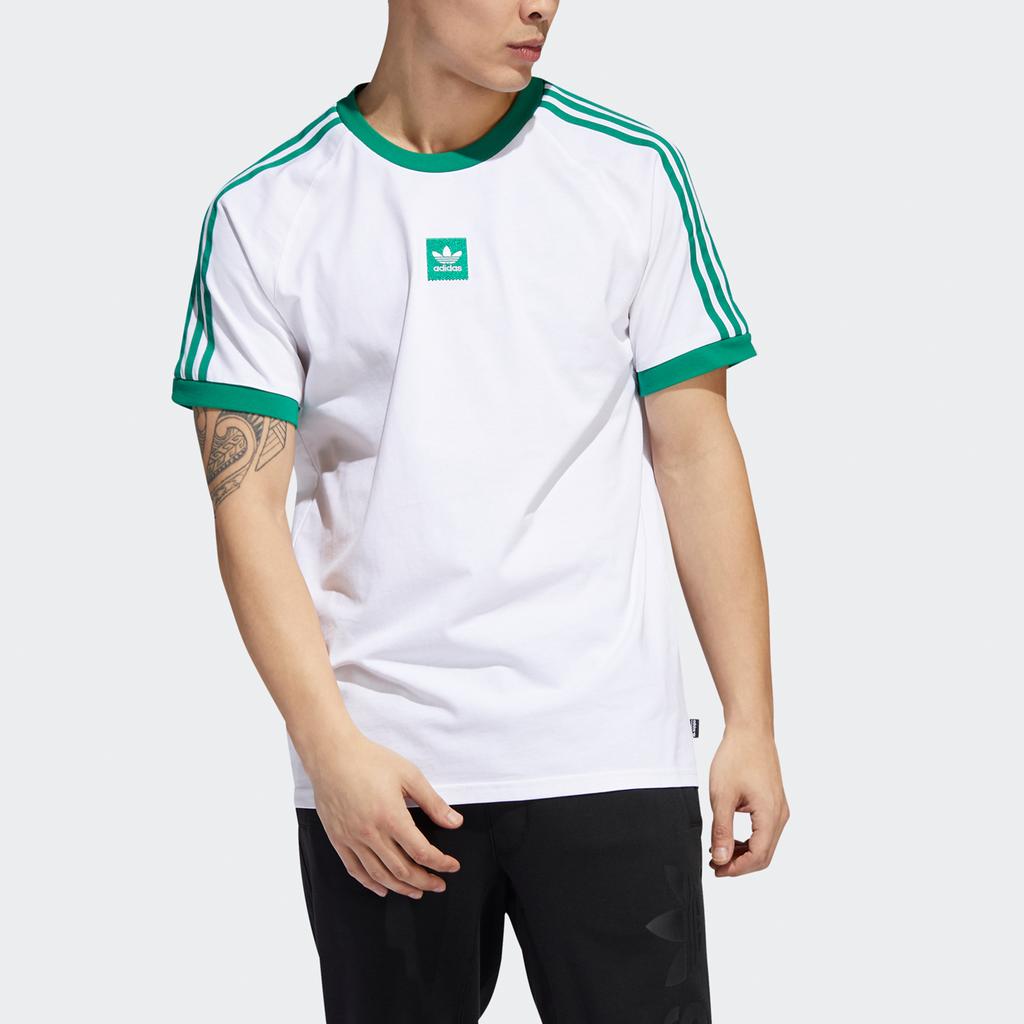 adidas Оригинальная повседневная спортивная футболка с принтом трилистника и коротким рукавом, мужские топы белого цвета EC7376