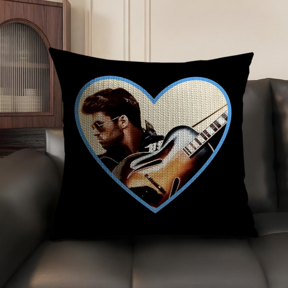 GGeorge Michael Singer Cushion Cover Natural Linen Organic Fabric DoubleSided Printing Sofa Home Decor Gift Pillow Case