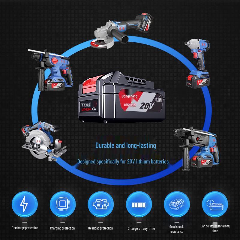 Бесщеточная аккумуляторная ударная дрель/шуруповерт Dongcheng 20V, штекер CN (адаптер в комплекте)