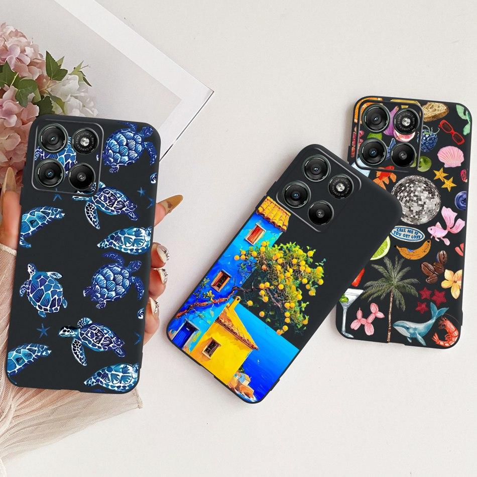Для Motorola Moto G17 Милый Цветок Бабочка Кошка Расписной Чехол Для Motorola MotoG17 G17 Power Черный Силикон Мягкие Чехлы для Телефона