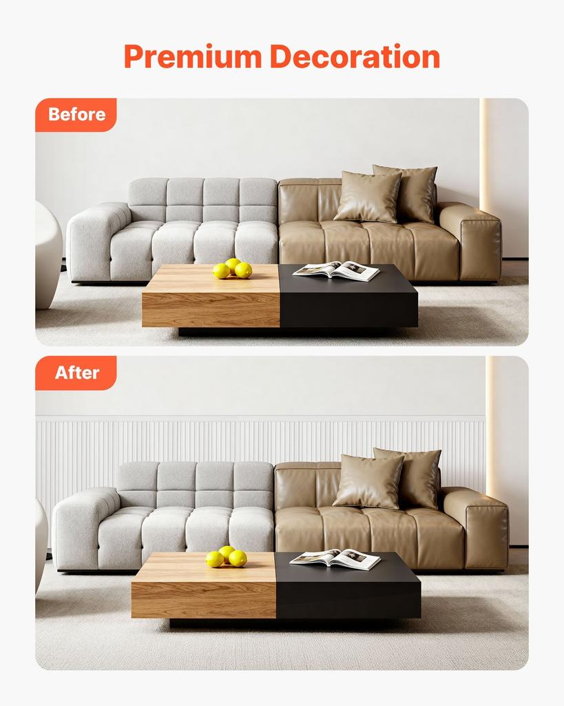 Wall Molding Kit, Wainscoting Panels, Lightweight Paintable Polystyrene, Easy to Install, Wide & Narrow Accent Wall Trim for Interior Décor Living