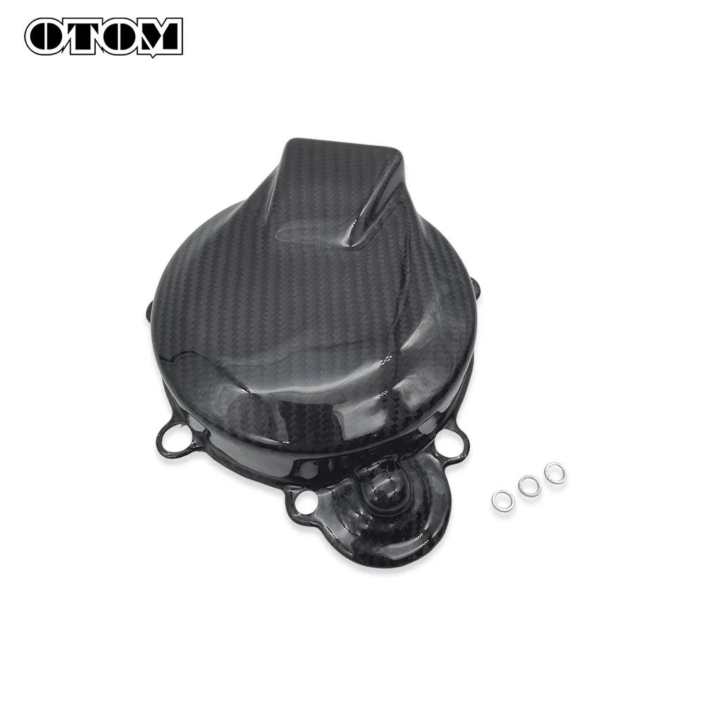 OTOM 2024 Motorcycle Ignition Cover Motor Stator Guard Protector Crankcase Carbon Fiber Lid For KTM EXC XCW TE 150 Accessories