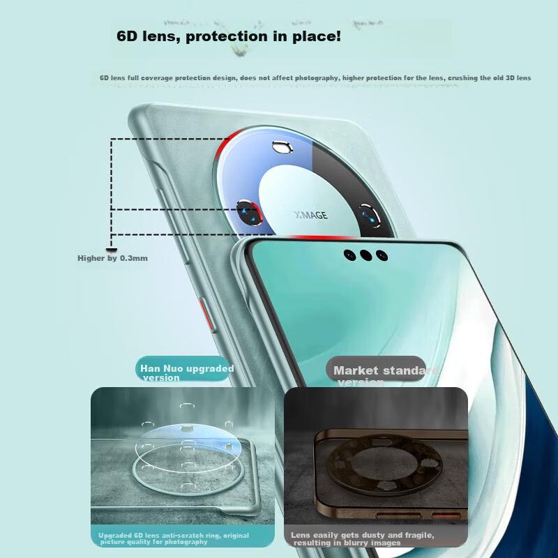 HANNUO Phone Case for Huawei Mate60 Pro And Mate60 Pro+, Borderless, Ultra-Thin, Shockproof with Ultra-Clear Hydrogel Film, Fully Transparent