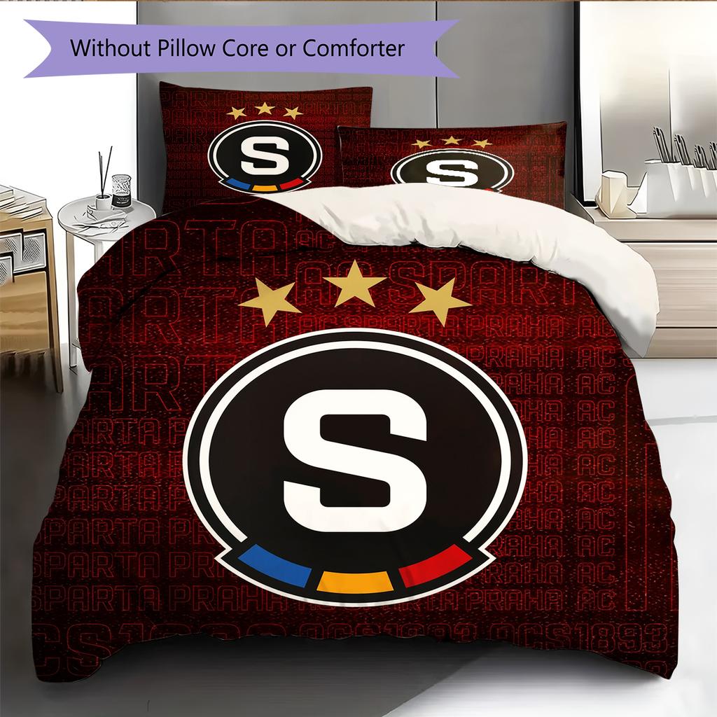 Sparta Prague football logo Pattern Bedding Home Decoration Birthday Gift (1 * duvet cover + 2 * pillowcase, without core)