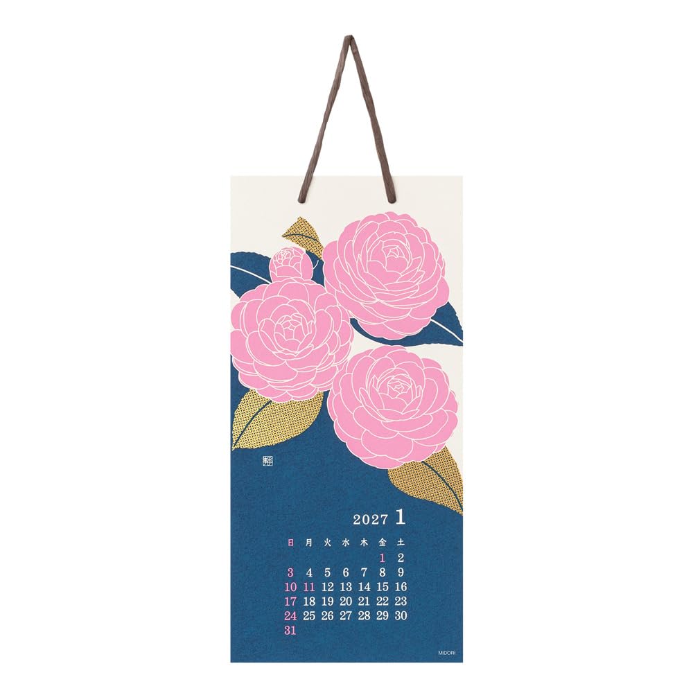 Мидори 2027 Настенный Эчидзен Ваcи Размер Цветочный 31431006 Календарь, Бумага, S, Узор,