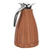Triple Walled Thermal Coffee Carafe Handwoven Rattan Body Stainless Steel Jug  For Coffee Shop