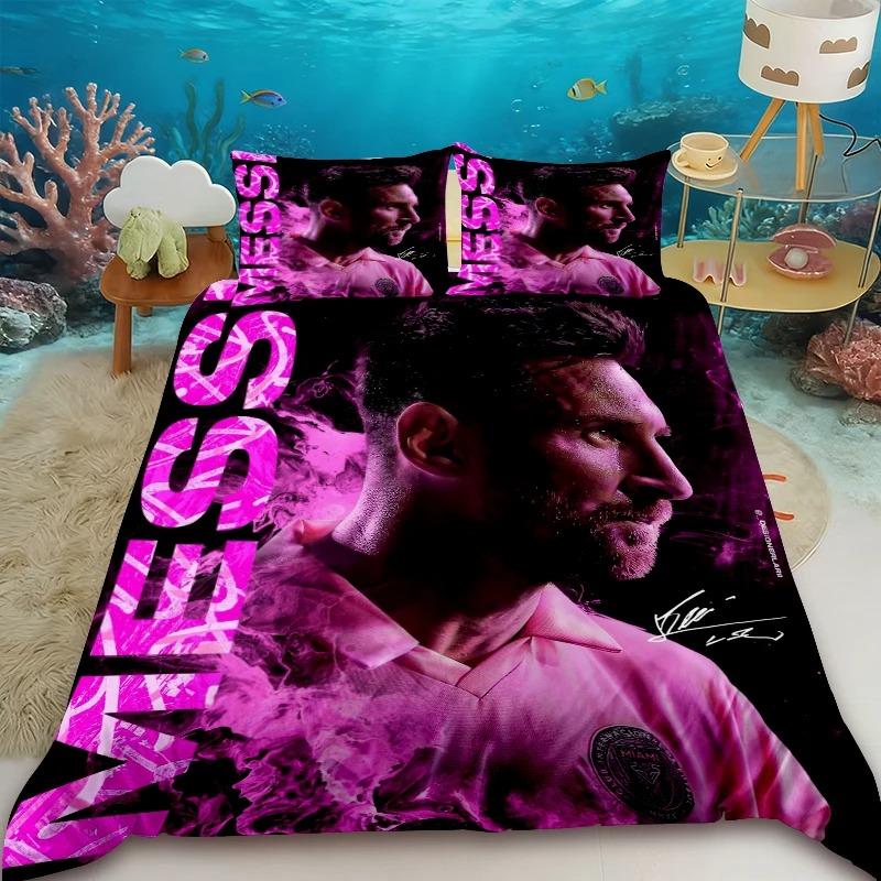 Fashion Duvet Cover Set Youth Football M-Messis Bedding Set Bedroom Decoration 2/3piece set Single/Double/Queen Large Size