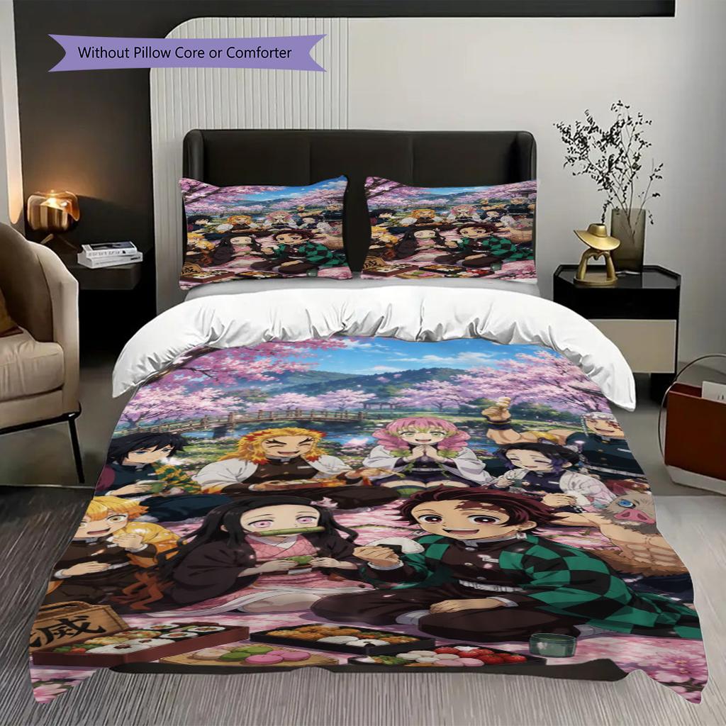 Anime Characters Dynamic Poses Threepiece Set 1 Duvet Cover 2 Pillowcase Without Core Christmas Birthday Gift Bedding Set
