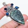 Natural Tibetan Turquoise, Topaz 925 Sterling Silver Jewelry Pendant 2.72" V9Q66