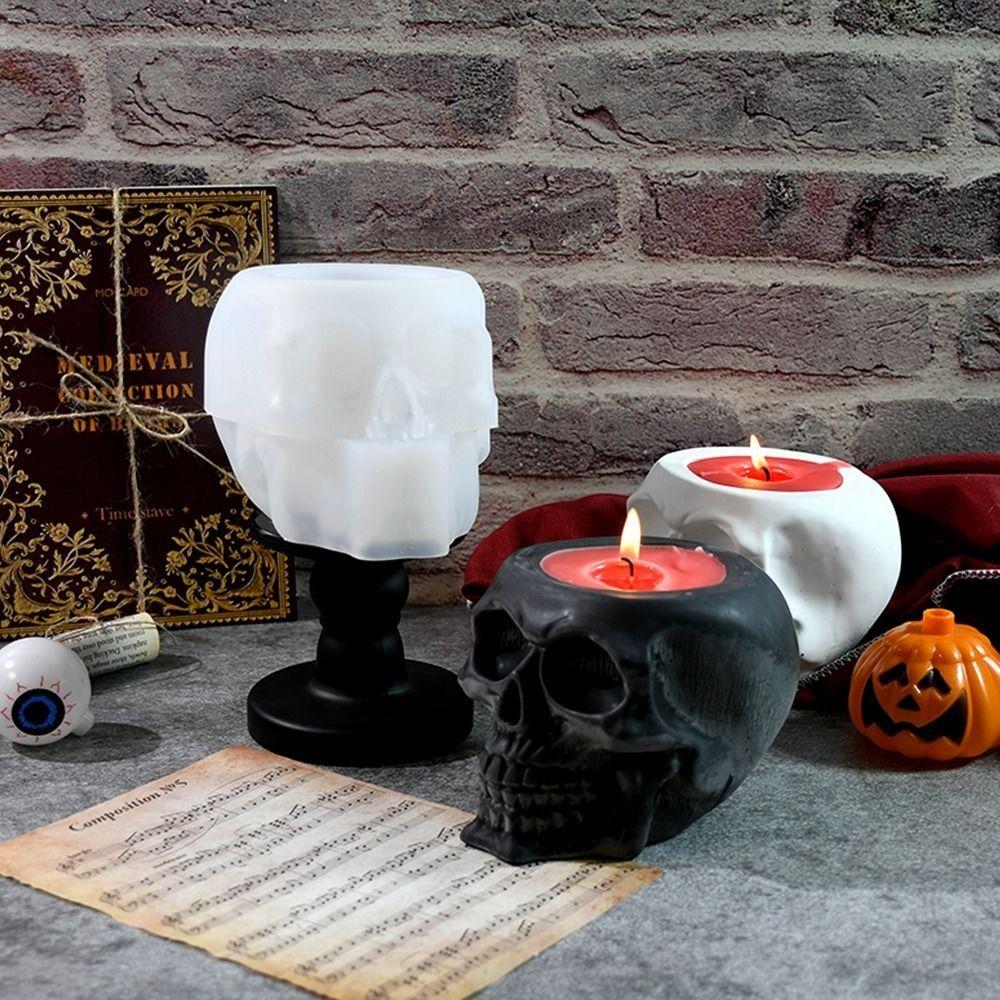 Creative Skull Candle Jar Molds 3D Halloween Candle Jar Mold for Beginners