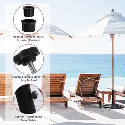 6-Piece ABS Patio Umbrella Base Rings with Pull Handle - Rust-Resistant Stabilizers for Garden Sunshade Poles Outdoor Umbrella Stands