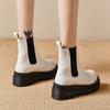 Мода женские модные ботинки челси на платформе смешанные цвета из искусственной кожи ботильоны для женщин 2024 осень эластичные короткие без застежек Botas Mujer