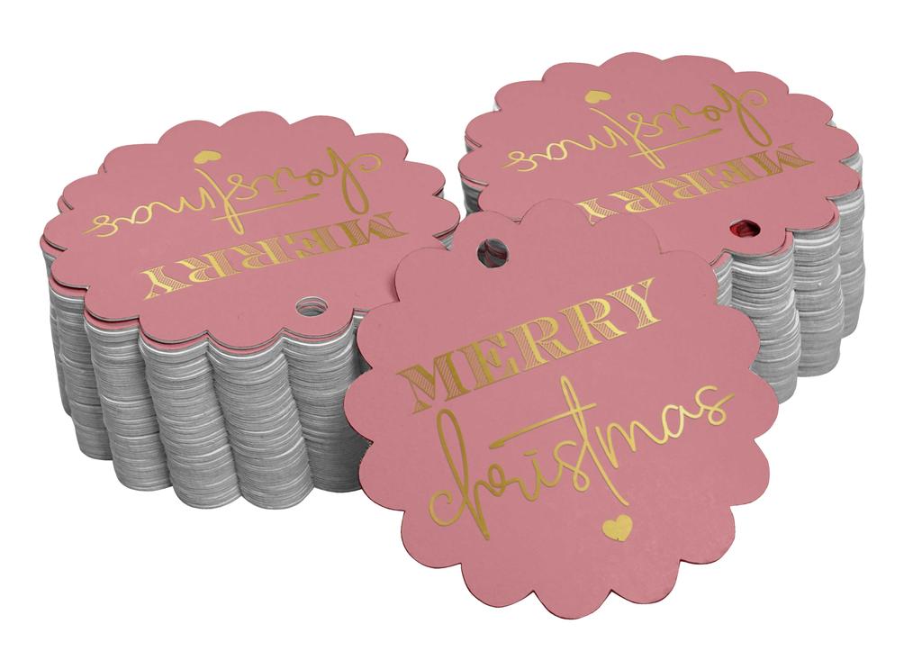 Inkdotpot Real Gold Foil Merry Christmas Tags Favor Hang Paper Tags 100