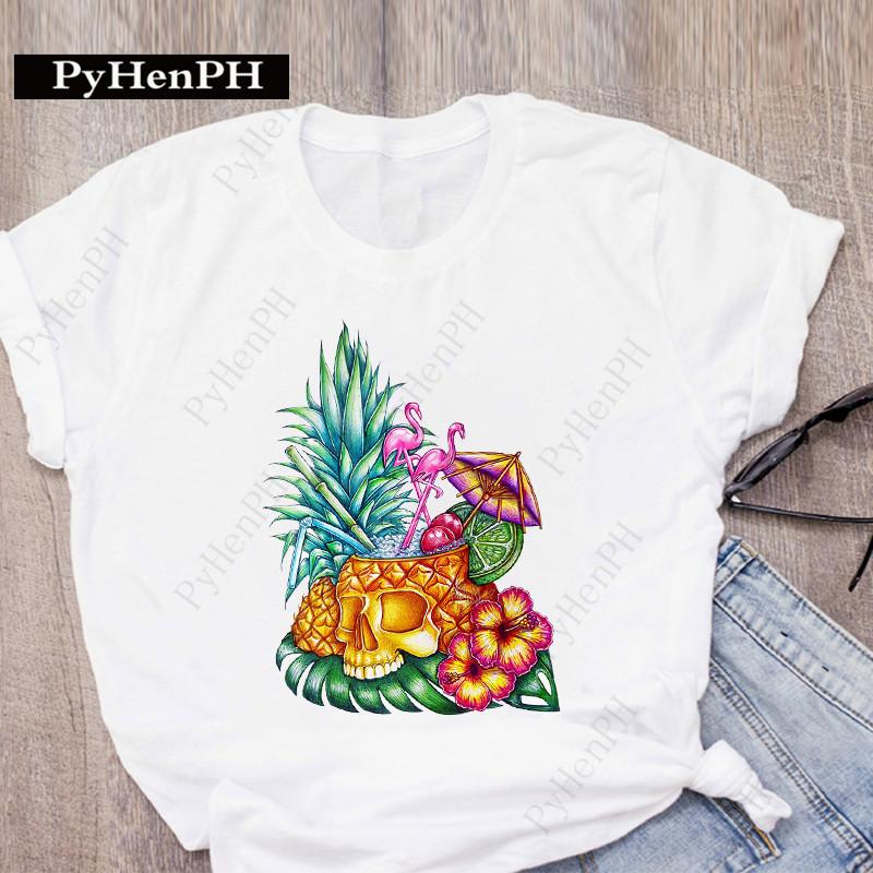 Ins New Fashion Flamingo T-shirt Short-sleeved Female Student Innerwear T-shirt on The Street Women Clothing