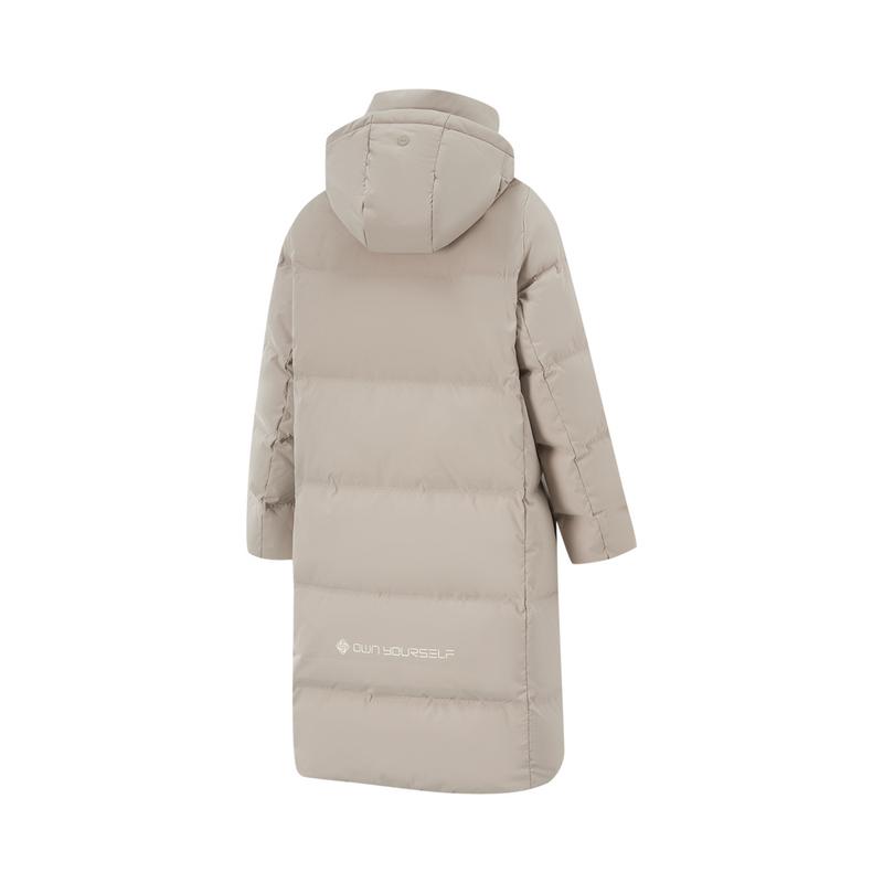 Li-Ning Solid Color Lightweight Comfortable Breathable Thickened Warm Cold Resistant Windproof Anti-Static Zipper Hooded Long Down Jacket AYMU522-4