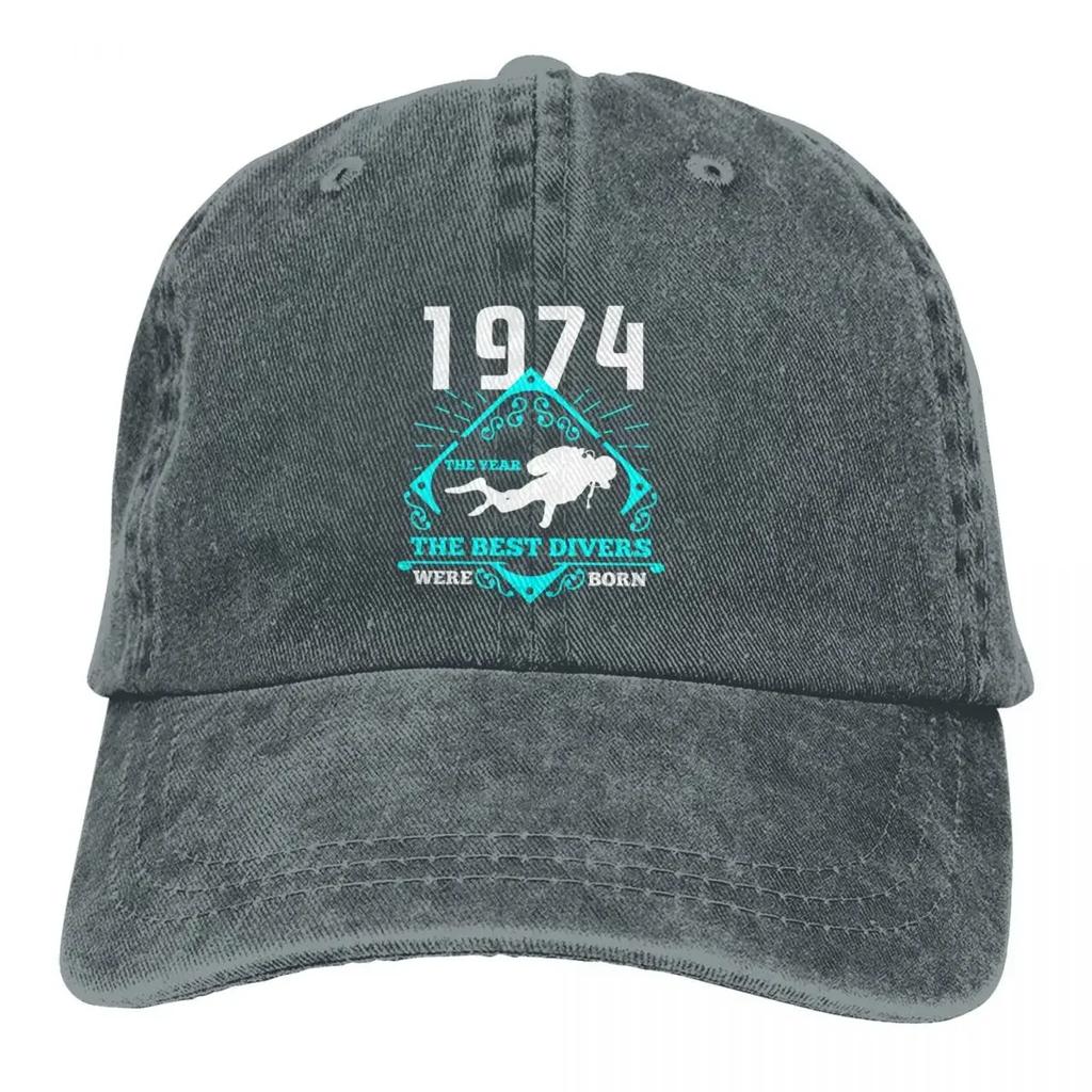 Мужская бейсболка стираная 1974 Born Trucker Snapback Ковбойские кепки Dad Hat Дайвинг Подводное плавание Гольф шляпы
