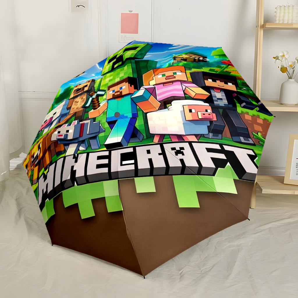 Minecraft Bee Adventure Portable Automatic Umbrella Compact & Durable 8-Rib Design Lightweight All-Season Travel Elegant Women's Umbrella
