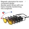Magnetic Clip-On Polarized Sunglasses Night Vision Driving Glasses Clip-On Sunglasses Myopic Glasses Transparent   Grey Frame