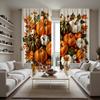 2 шт. HD синяя клетчатая занавеска с тыквой и кленовым листом, декоративная занавеска с желтой завязкой и цифровой печатью, украшение для дома в стиле